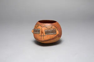Bound Lips Gallery: Bowl in the Form of a Trophy Head with Bound Lips and Shut Eyes, 180 B.C. / A.D. 500