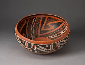 Bowl with Geometric Black-and-White Motifs on Interior and Exterior Survace, A. D
