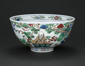 Wanli Period Prints: Bowl with God of Longevity (Shoulao) and Eight Daoist Immortals, Ming dynasty