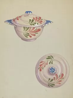 Floral Pattern Collection: Bowl with Lid, c. 1937. Creator: Eva Wilson