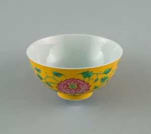 Bowl with Peony and Scrolling Peony Stems, Qing dynasty, Kangxi yuzhi mark and period, c