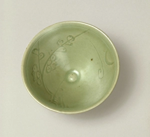 Bowl with plum, moon and cloud design, 1200s. Creator: Unknown