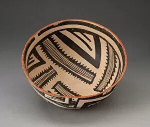 Ceramic And Pigment Collection: Bowl with Radiating Striped Bands and Triangles and Interlocking Zigzag on Exterior, A.D