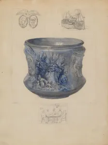 Edith Magnette Prints: Bowl: Sinking of the Maine, c. 1936. Creator: Edith Magnette