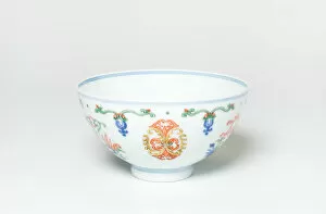 Underglaze Blue Gallery: Bowl with Stylized Medallions, Qing dynasty (1644-1911), Yongzheng reign mark (1723-1735)