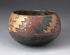 Bowl with Thickly-Painted Polychrome Zigzag Motif, 650/150 B.C. Creator: Unknown Bowl with Thickly-Painted Polychrome Zigzag Motif, 650/150 B.C. Creator: Unknown