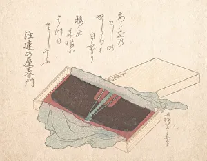 Lacquerware Prints: Box with a Lacquer Comb, 1812. Creator: Uematsu Toshu