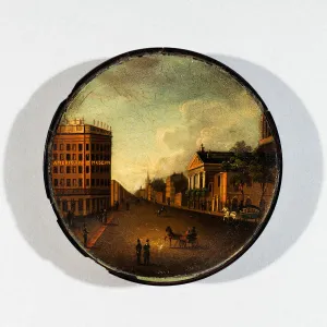 Ch And Xe9 Collection: Box with painted lid, 19th century. Creator: Unknown