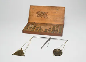 Scales Gallery: Box with Scale and Set of Weights, Cologne, 1661. Creator: Wilhelm von Essen