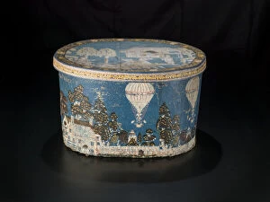 Hot Air Balloon Collection: Box with scene showing Claytons Ascent, after 1835. Creator: Unknown