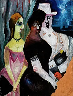 Night Life Prints: In the Box / Self-Portrait-two-sided painting, 1922. Creator: Zygmunt Waliszewski