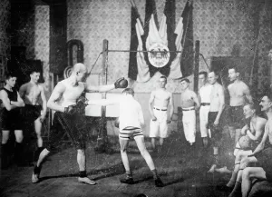 Boxing class in Joe Edward's School, Berlin, between c1910 and c1915. Creator: Bain News Service