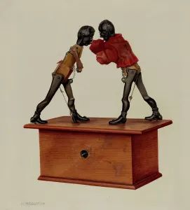 Winding Gear Prints: Boxing Negroes, c. 1939. Creator: Owen Middleton