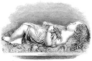 Boy Asleep, sculpture, by Alexander Munro, in the Royal Academy Exhibition, 1864. Creator: Unknown. Boy Asleep, sculpture, by Alexander Munro, in the Royal Academy Exhibition, 1864. Creator: Unknown