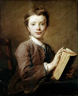 Jean Baptiste Perronneau Prints: A Boy with a Book, c1740. Artist: Jean-Baptiste Perronneau