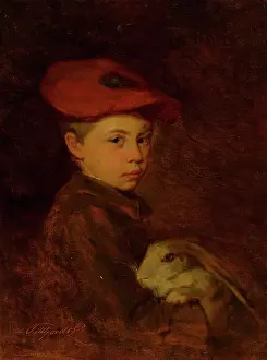Ludovt Pitthordt Prints: Boy with a Bunny, 1885-1900. Creator: Ludovit Pitthordt