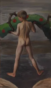 Simberg Hugo Prints: Boy Carrying the Garland of Life, 1905. Creator: Hugo Simberg