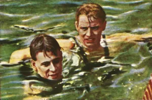 Swimming Prints: Boy Charlton of Australia, and Arne Borg of Sweden, 1928. Creator: Unknown