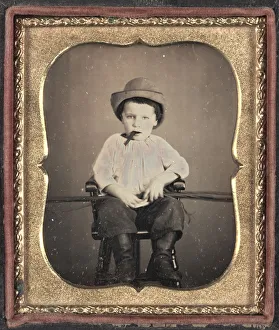 Tinted Prints: Boy with Cigar, c. 1855. Creator: Unidentified Photographer