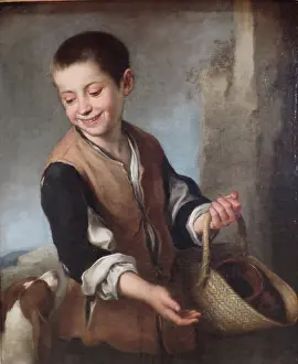 Farmhands Prints: Boy with a dog, 1655. Creator: Bartolome Esteban Murillo