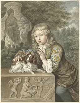 Gaspar Netscher Prints: Boy with dog, 1741-1820. Creator: Abraham Delfos