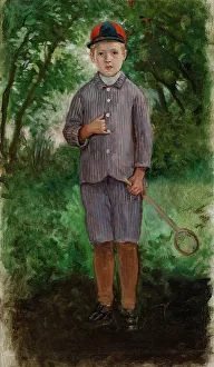 Tennis Prints: Boy, exercise, 1868. Creator: Adolf von Becker