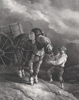 Carthorse Collection: Boy Feeding a Cart Horse from a Nose Bag, 1822. Creator: Theodore Gericault
