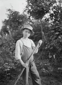 1942 Prints: Boy in the gardens of the National Cash Register Company