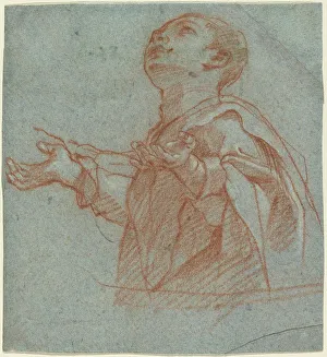 Adoring Prints: A Boy Gazing Upward in Adoration, c. 1594. Creator: Bartolomeo Cesi
