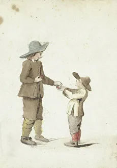 Geesie Ter Burch Prints: Boy gives an apple to a younger boy, 1645-1650. Creator: Gesina ter Borch