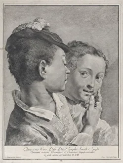Boy with a hat touching the face of a girl, 1743. Creator: Giovanni Cattini Boy with a hat touching the face of a girl, 1743. Creator: Giovanni Cattini