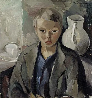 Coffee Cup Prints: Boy with Jug, 1926. Creator: Juho Salminen