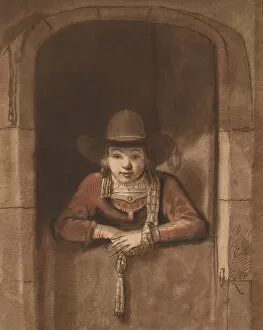 Paul Rembrandt Van Ryn Collection: Boy Leaning over a Lower Door, 1763, published 1765. Creator: Cornelis Ploos van Amstel
