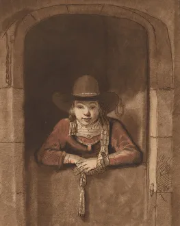 Rijn Rembrandt Harmensz Van Gallery: Boy Leaning over a Lower Door, 1763, published 1765. Creator: Cornelis Ploos van Amstel