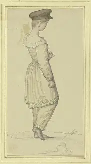 Wove Paper Prints: Boy in a long overcoat in lost profile, c1820-1863. Creator: Marie Ellenrieder