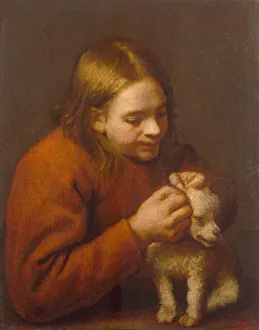 Flea Prints: Boy Looking for Fleas on a Dog, 1650. Artist: Nunez de Villavicencio, Pedro (1635-1700)