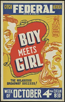 Romantic Comedy Prints: Boy Meets Girl, Miami, 1937. Creator: Unknown