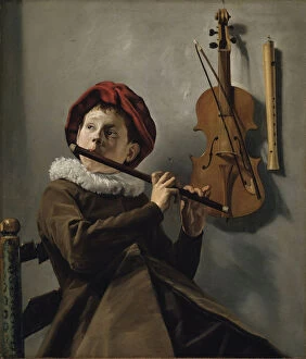 Boy playing the Flute. Artist: Leyster, Judith (1609-1660)