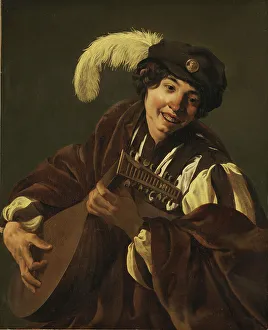 A Boy Playing the Lute ('Hearing, One of a Series of the Five Senses), 1620s. Creator: Hendrick ter Brugghen. A Boy Playing the Lute ('Hearing, One of a Series of the Five Senses), 1620s. Creator: Hendrick ter Brugghen