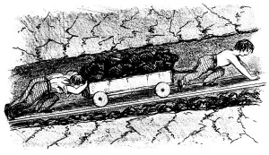 Hardship Prints: Boy putters moving coal in a narrow seam, Lancashire, England, 1848