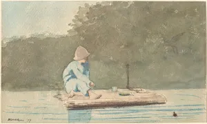 Fishing Line Prints: Boy on a Raft, 1879. Creator: Winslow Homer