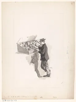 Bookseller Prints: Boy reading at a book stall, 1890-1928. Creator: Alcide Theophile Robaudi