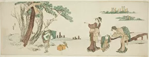 Ebangire Surimono Gallery: Boy releasing a kite, Japan, c. 1800 / 10. Creator: Hokusai