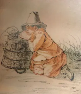 Cornelius Prints: A Boy resting on a Basket, 17th century, (1929). Artist: Cornelis Saftleven