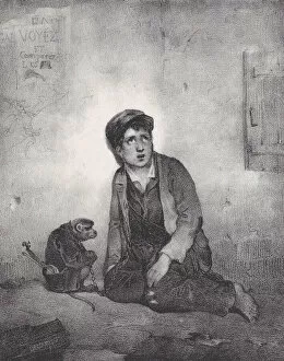 The Boy from Savoy and His Monkey, 1823. Creator: Alexandre Gabriel Decamps