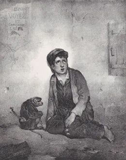 Second State Of Three Prints: The Boy from Savoy and His Monkey, 1823. Creator: Alexandre Gabriel Decamps