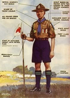 Boy Scouts Association Gallery: Boy Scout Uniform and Badges, 1944. Creator: Kenneth Brookes