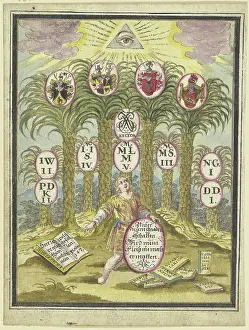 Palm Trees Prints: Boy with a shield under Palm trees, c1740-1788. Creator: Johann Esaias Nilson