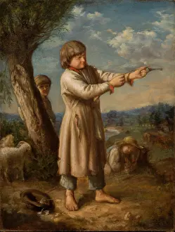 Aiming Prints: Boy Shooting with a Key, before 1863. Creator: Aleksander Kotsis
