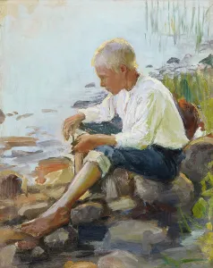 Artists Brother Prints: Boy on the Shore, 1891-1893. Creator: Pekka Halonen